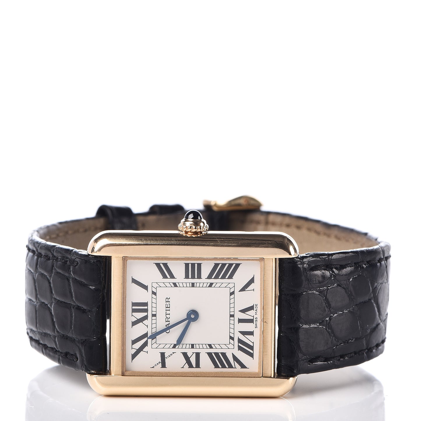 Stainless Steel 18K Yellow Gold Alligator 24mm Tank Solo Quartz Watch