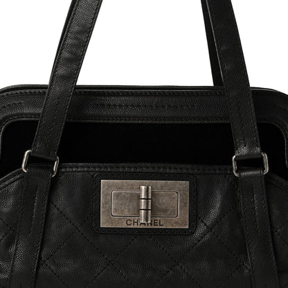 Chanel Calfskin Terrycloth Quilted Large Reissue Bowling Bag Tote Black 8 of 10