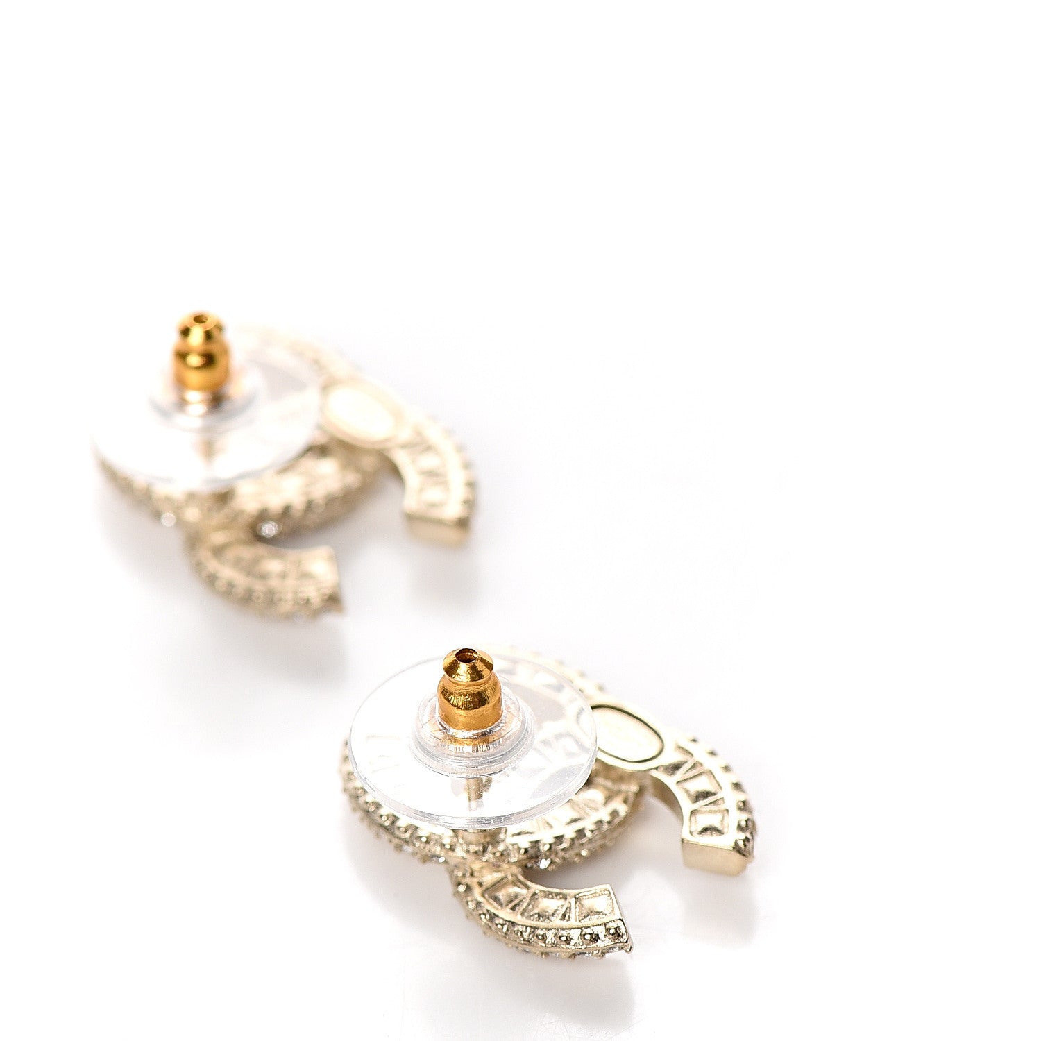 Chanel Crystal CC Earrings Gold 3 of 5