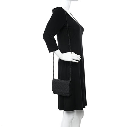 Chanel Crumpled Calfskin Quilted Wallet On Chain WOC So Black 2 of 15