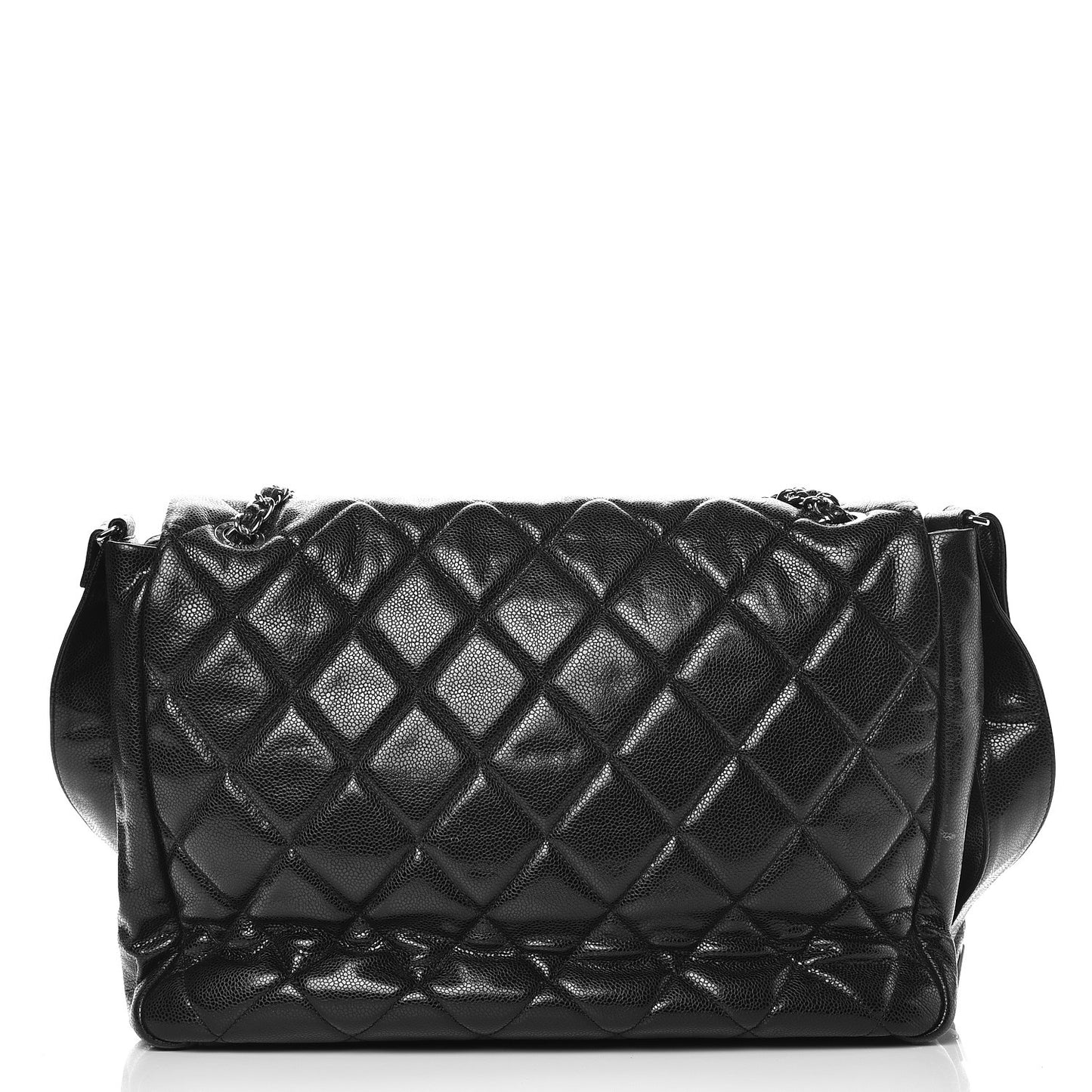 Glazed Caviar Large Nature Flap Bag Black