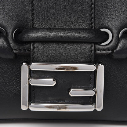 Fendi Vitello Dolce Lace Up Baguette Black 9 of 20