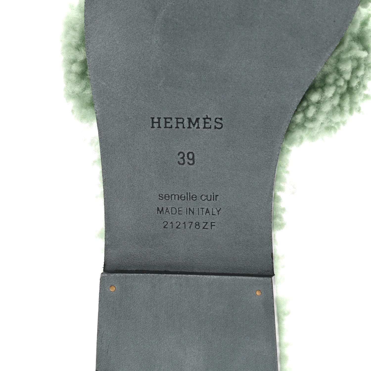 Hermes Woolskin Oran Sandals 39 Vert D’Eau 6 of 8