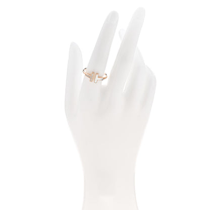 Tiffany 18K Rose Gold Diamond Mother of Pearl T Wire Ring 57 8 2 of 6