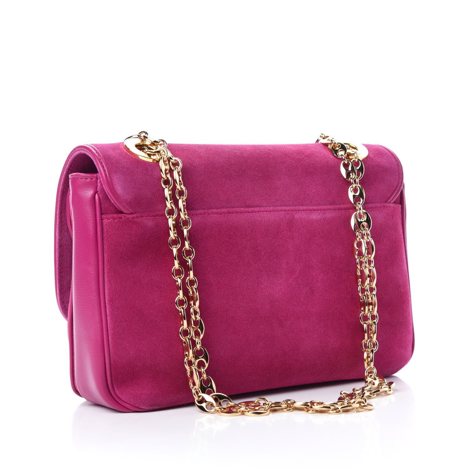 Gucci Suede Azalea Calfskin Small Marina Chain Shoulder Bag Fucsia 3 of 11