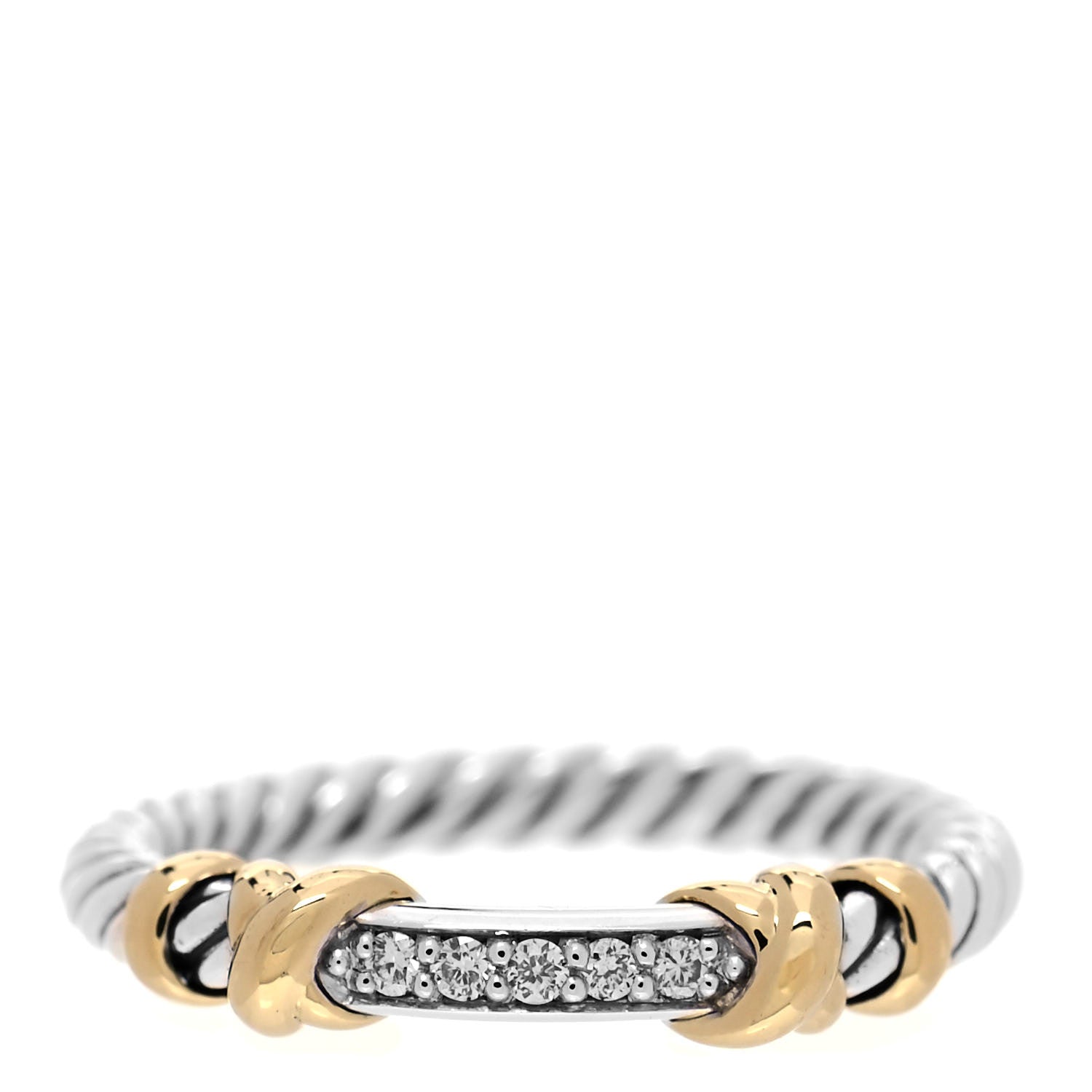 David Yurman Sterling Silver 18K Yellow Gold Diamond Petite Helena Wrap Ring 52 6 1 of 4