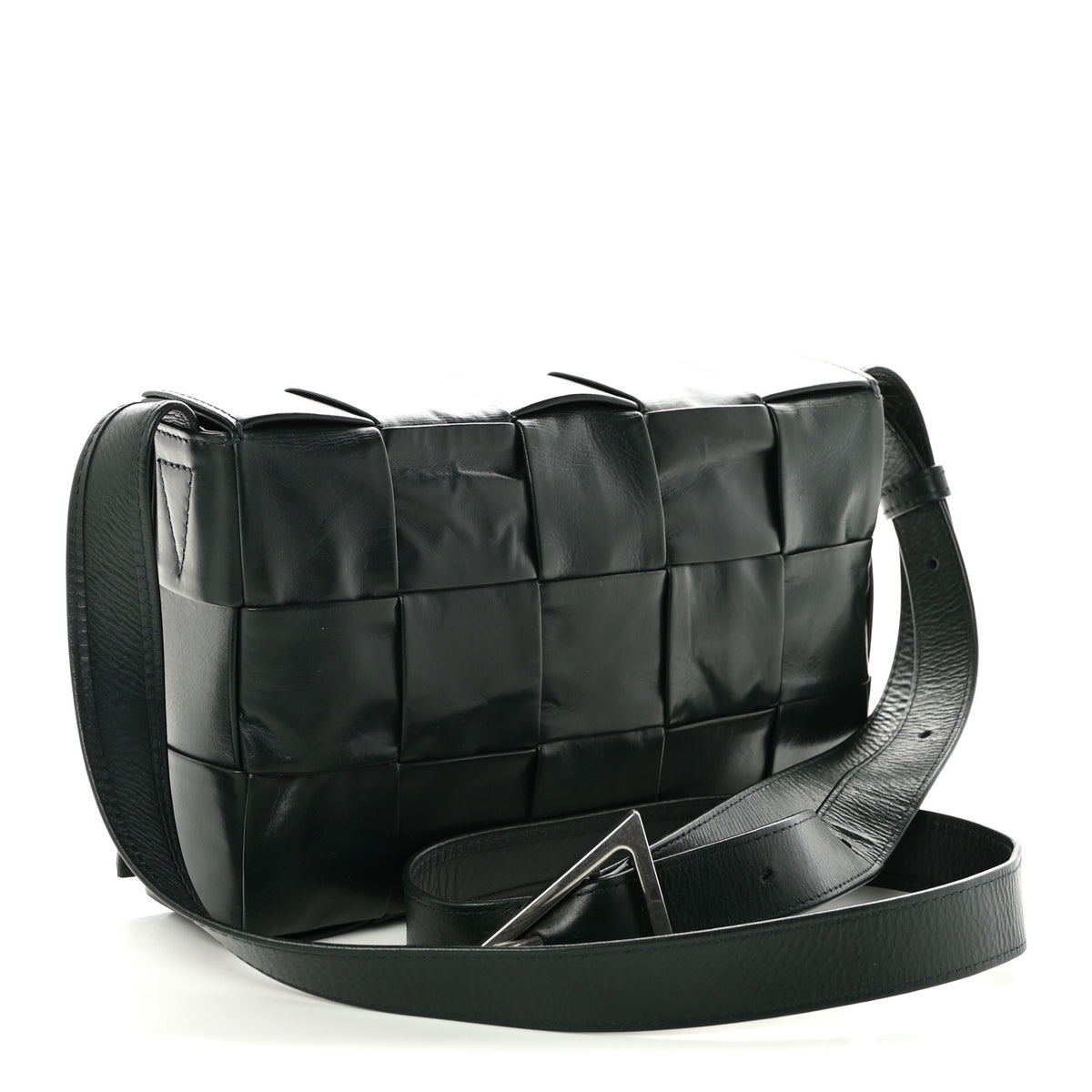 Paper Calfskin Maxi Intreccio Cassette Crossbody Bag Inkwell