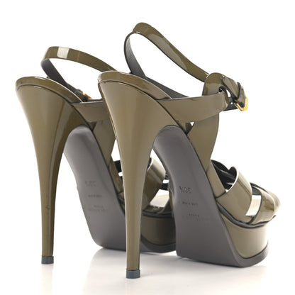 Saint Laurent Patent Tribute 105 Platform Sandals 38.5 Fog 5 of 9