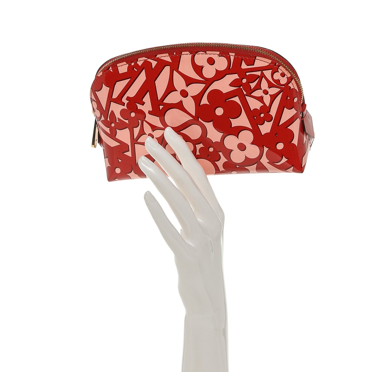 Patent Sweet Monogram Cosmetic Pouch Pomme D’Amour