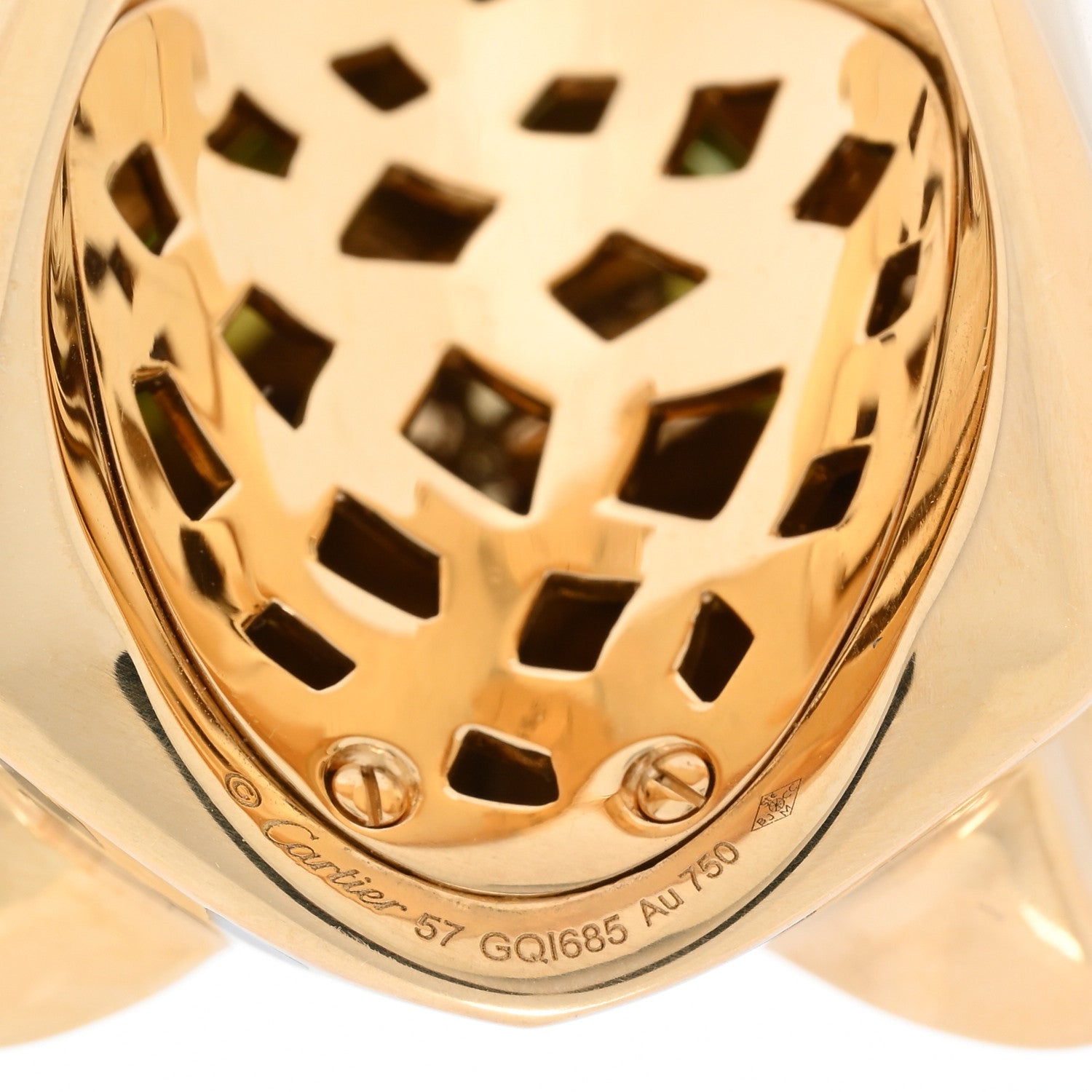 Cartier 18K Yellow Gold Peridot Black Onyx Black Lacquer Panthere De Cartier Ring 57 8 5 of 5