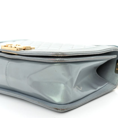 Chanel Iridescent Patent Calfskin Quilted Medium Boy Flap Light Blue 10 of 13