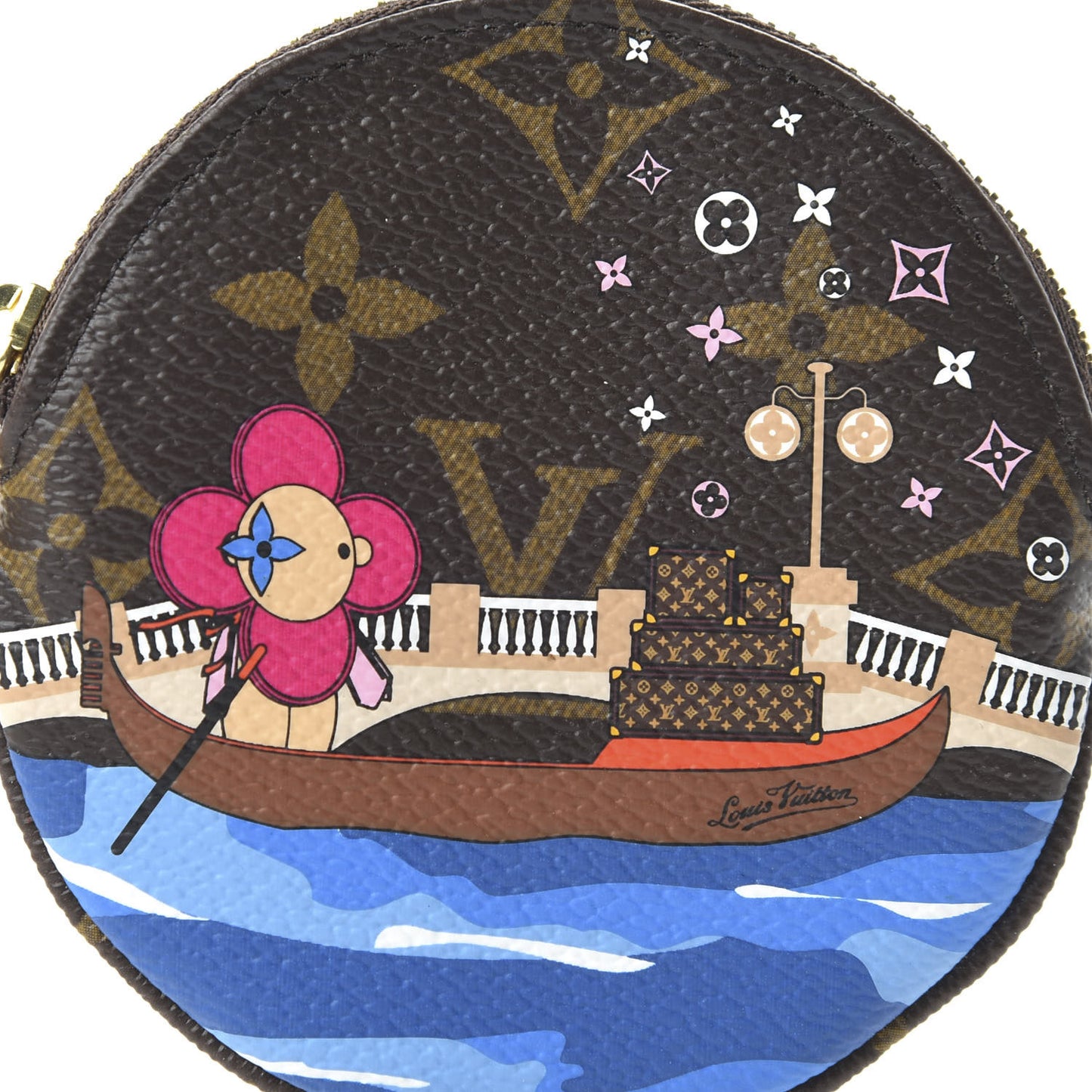 Monogram 2019 Christmas Animation Round Coin Purse Blue