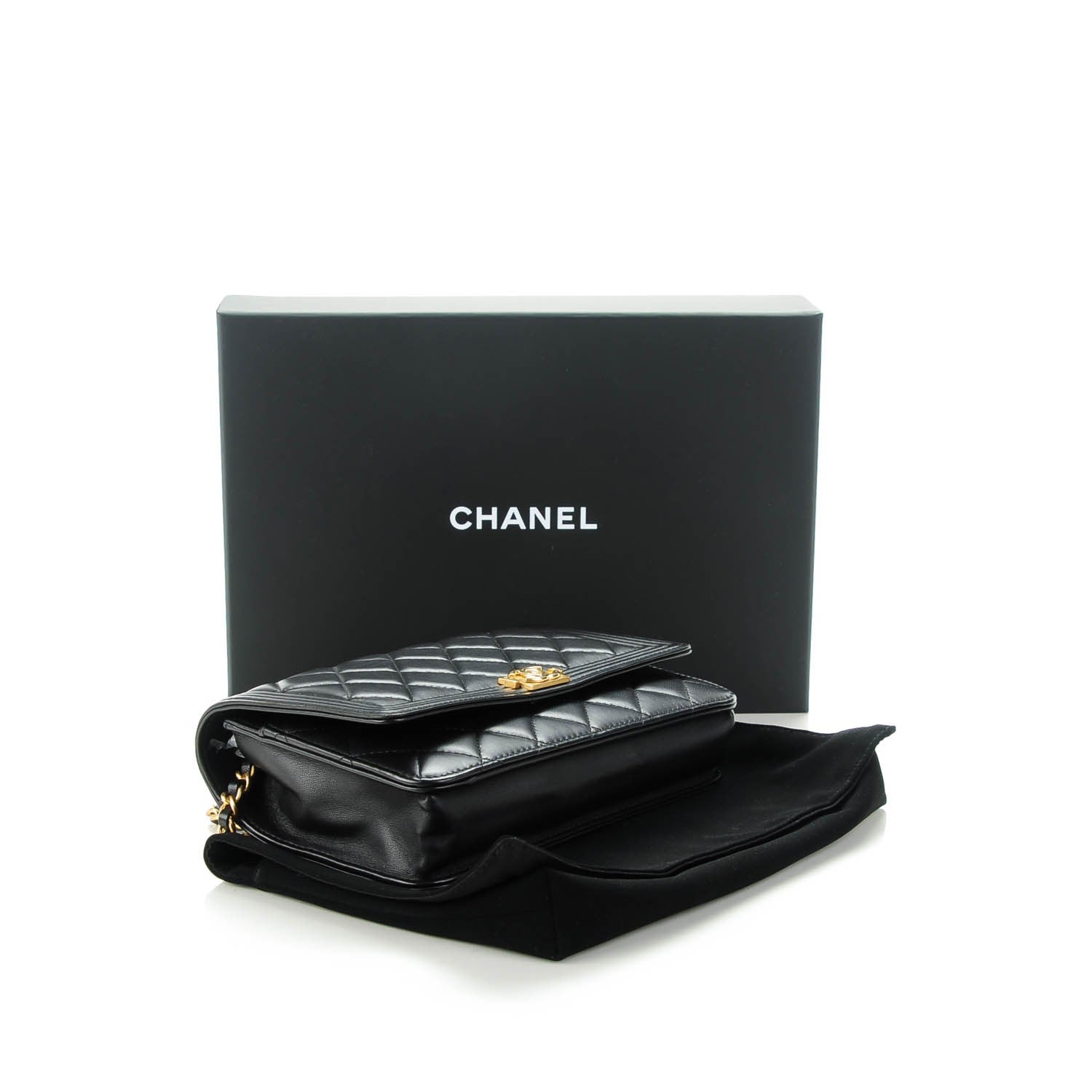Chanel Lambskin Quilted Boy Wallet On Chain WOC Black 4 of 8