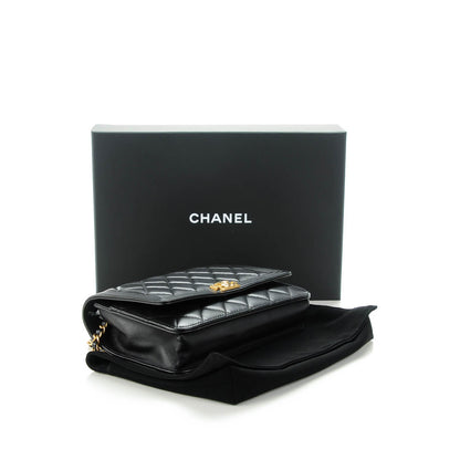 Chanel Lambskin Quilted Boy Wallet On Chain WOC Black 4 of 8