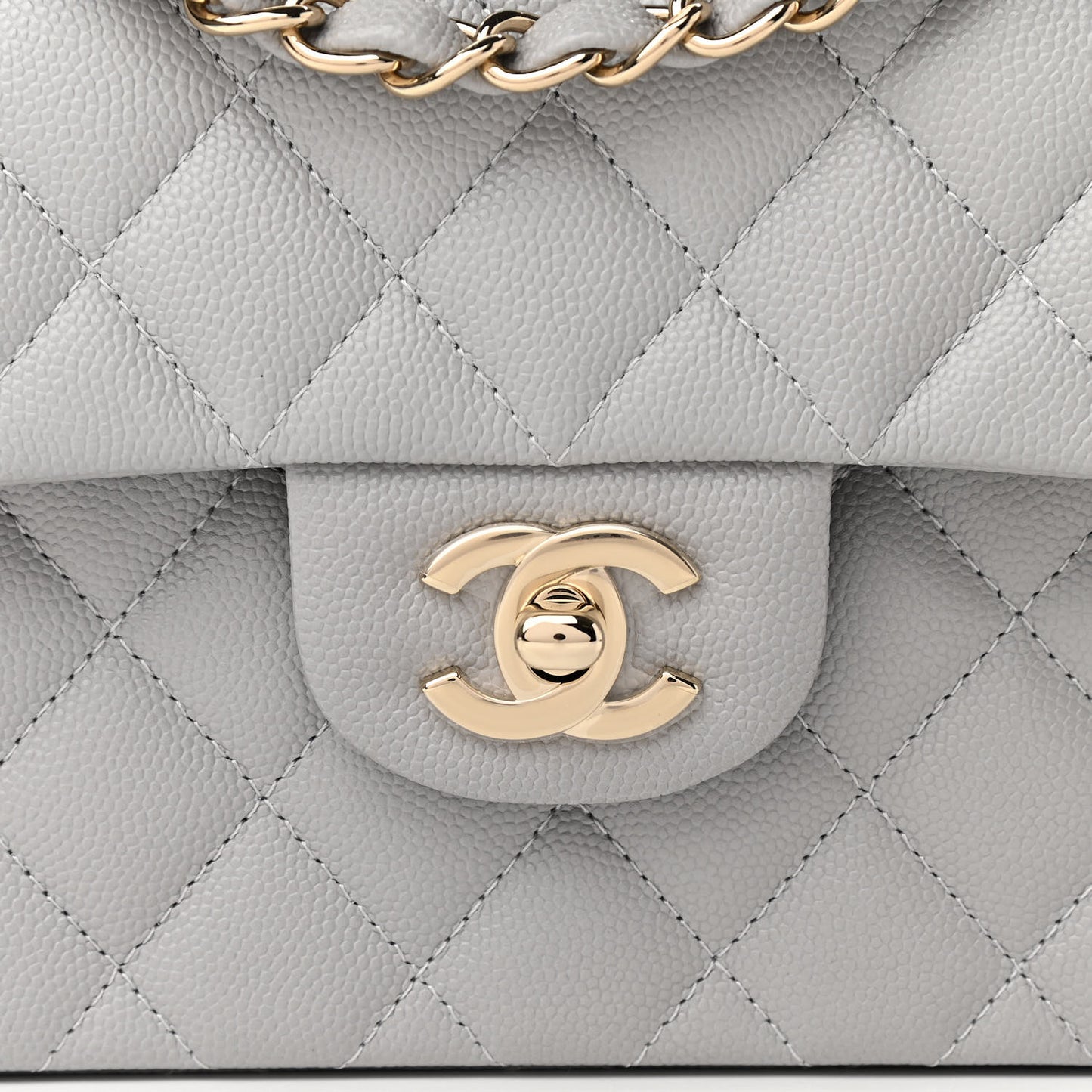 Caviar Quilted Small Double Flap Grey