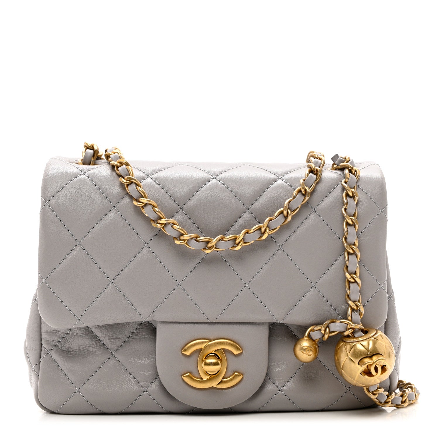Chanel Lambskin Quilted Mini Pearl Crush Flap Light Grey 1 of 9