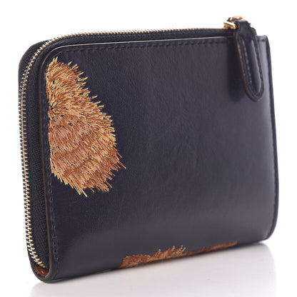Mulberry Smooth Calfskin Squirrel Embroidered Part Zip Coin Pouch Navy 3 of 10