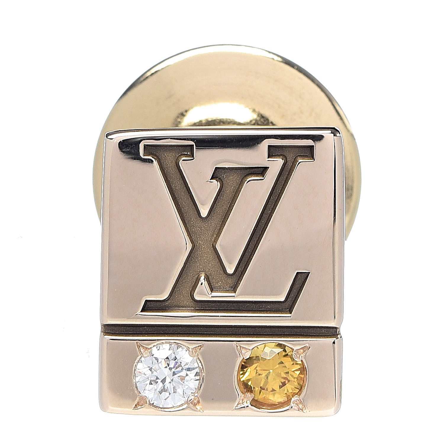 Louis Vuitton 10K Yellow Gold Diamond Yellow Sapphire Employee Pin 2 of 9