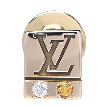 Louis Vuitton 10K Yellow Gold Diamond Yellow Sapphire Employee Pin 2 of 9