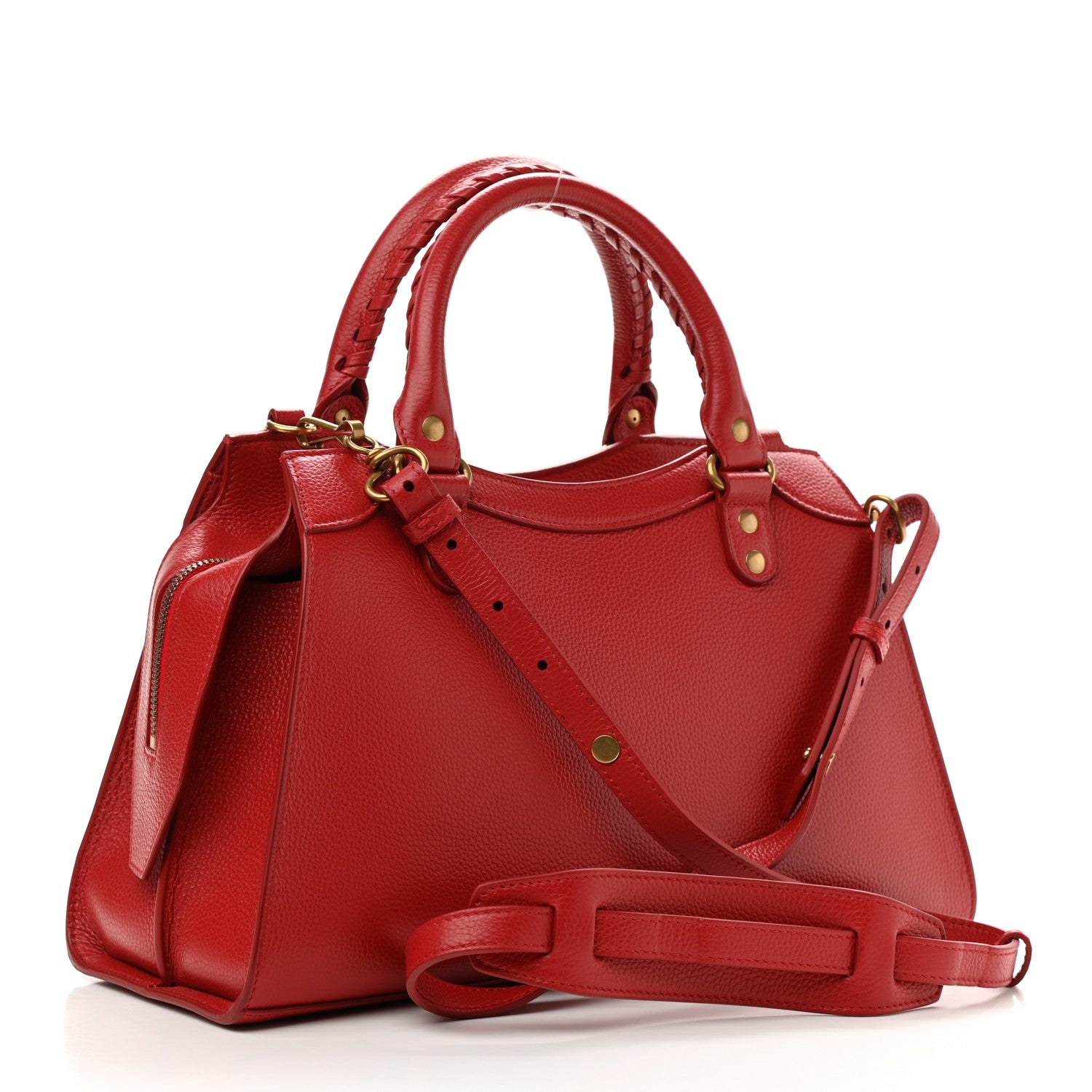 Balenciaga Grained Calfskin Neo Classic Gold Hardware S City Medium Red 3 of 12