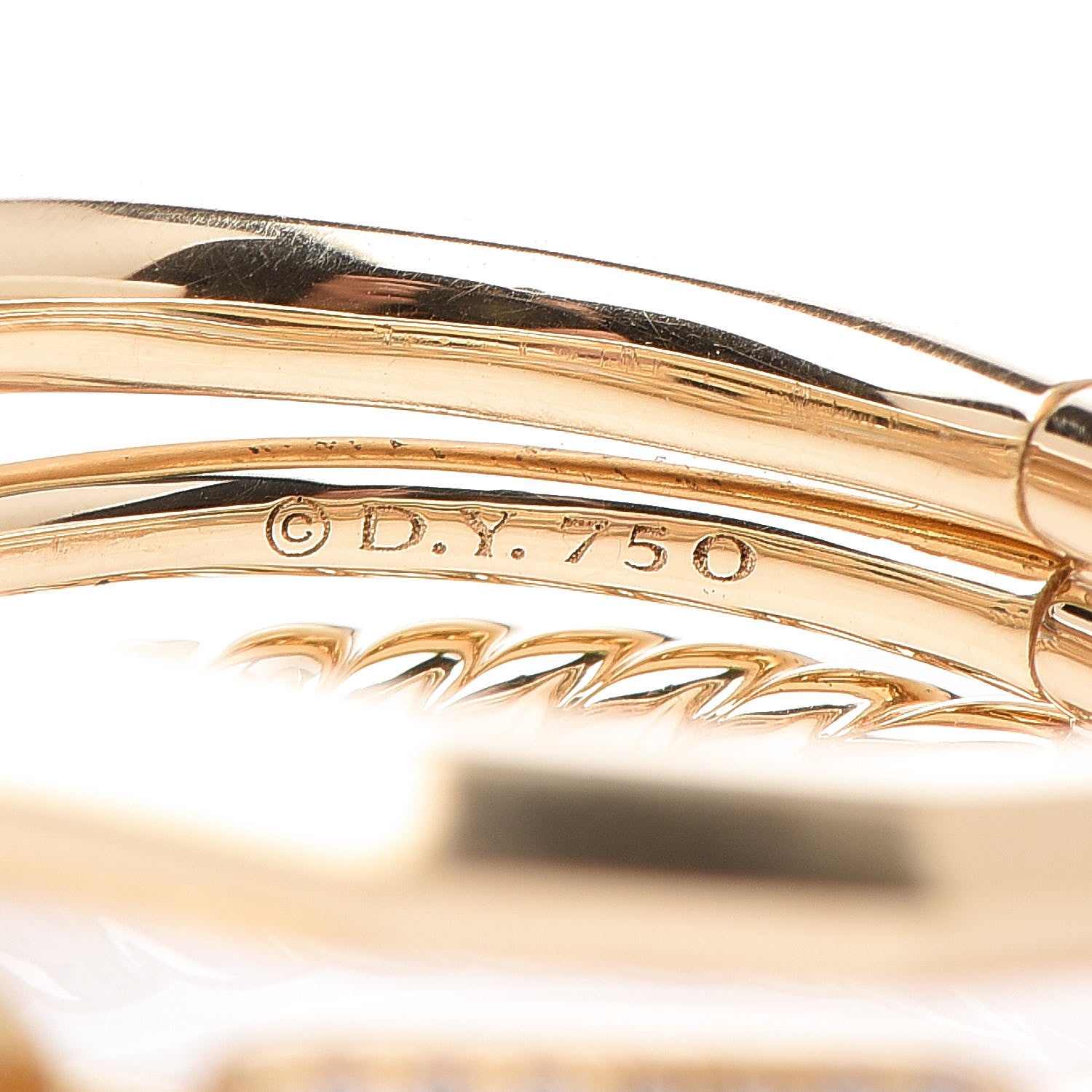 David Yurman 18K Yellow Gold Diamond 9.5mm Stax Three-Row Ring 54 6.75 5 of 7