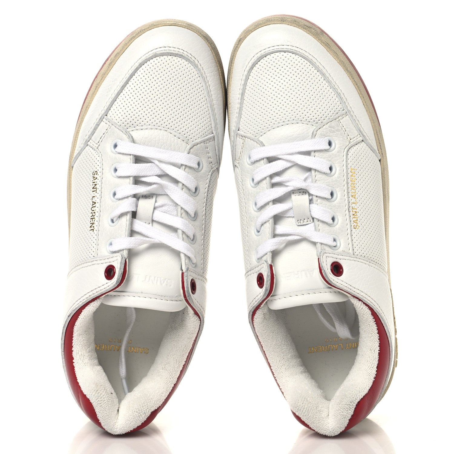 Saint Laurent Calfskin Perforated Womens Sneakers 39 Red 2 of 9