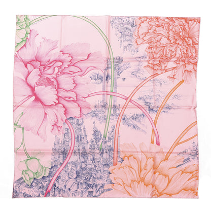Hermes Silk A l'Ombre des Pivoines Scarf 90 Vieux Rose Encre 1 of 4