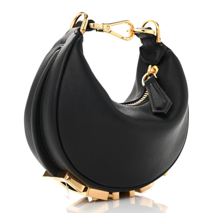 Fendi Vitello Grace Matte Nano Fendigraphy Hobo Charm Black 3 of 10