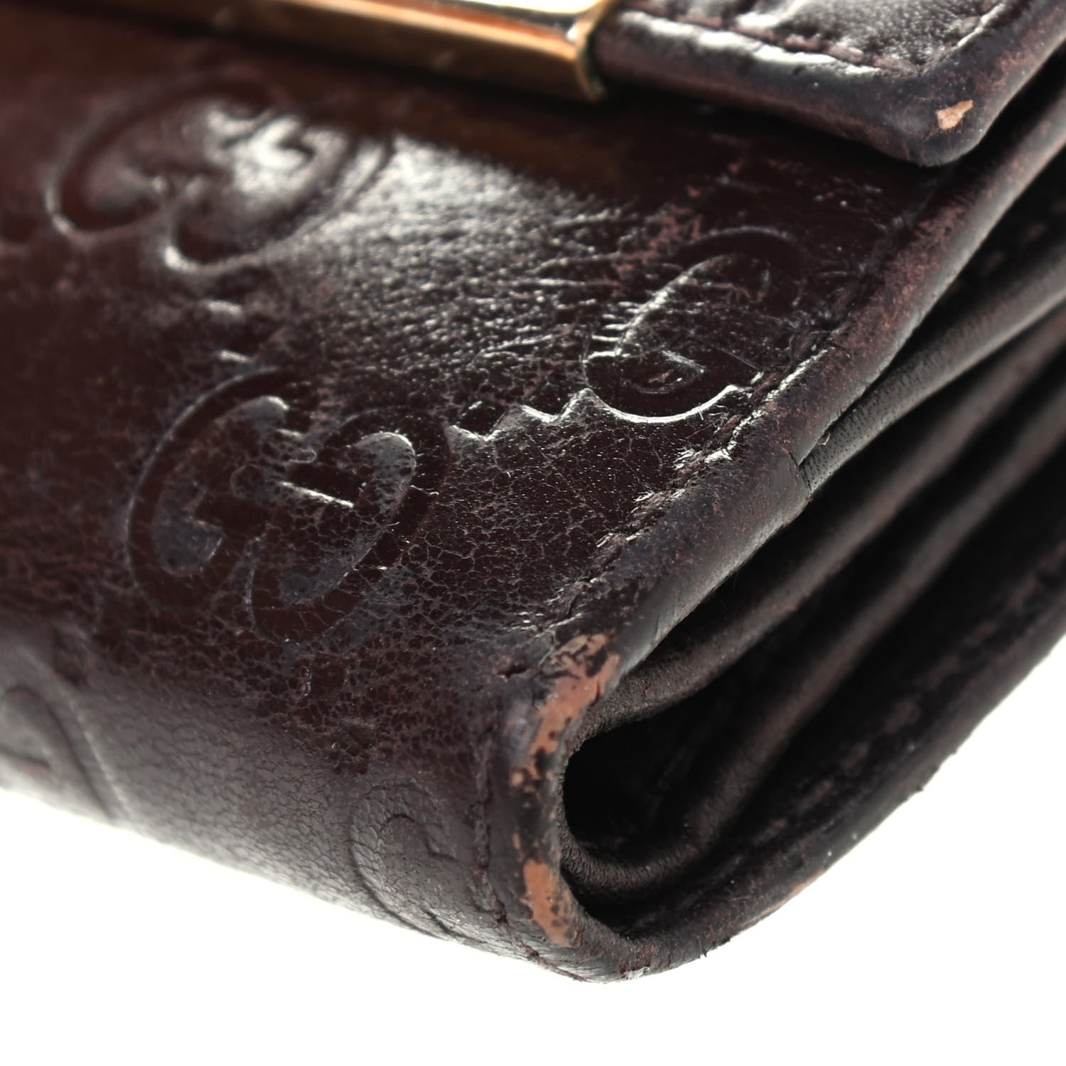 Gucci Guccissima Metal Bar French Flap Wallet Dark Chocolate 9 of 18