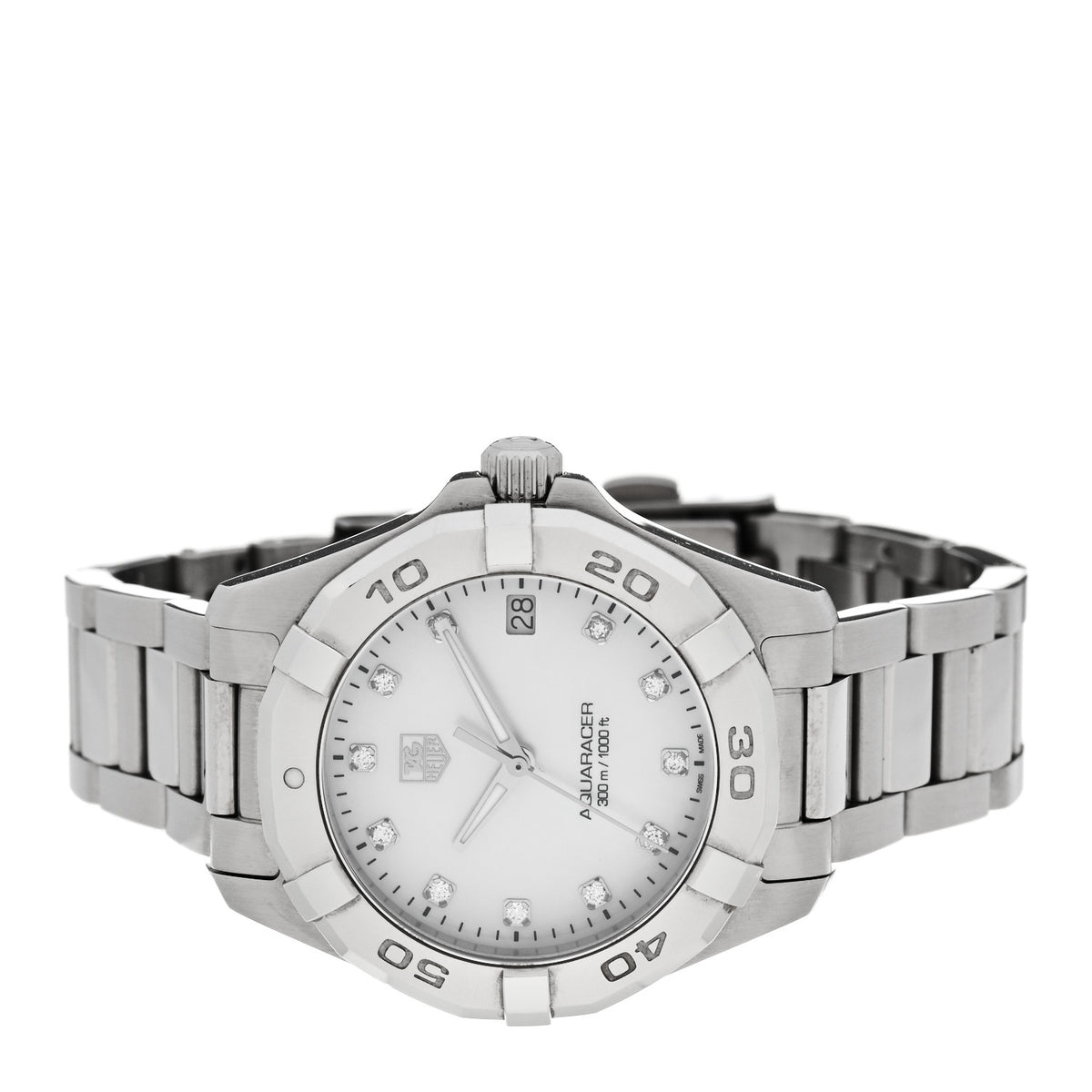 Tag Heuer Stainless Steel Diamond Mother of Pearl 33mm Aquaracer Lady Quartz Watch WAF1313 2 of 5