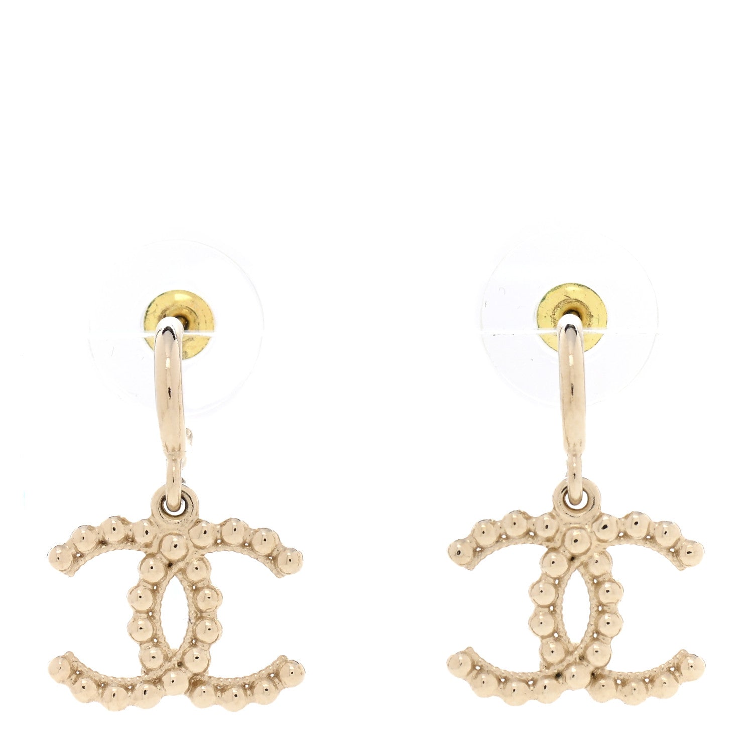 Chanel Metal Bead CC Drop Earrings Gold 1 of 5