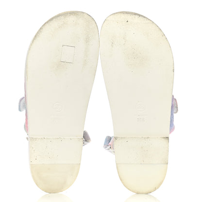 Chanel Printed Fabric Quilted Dad Sandals 38.5 Green Pink Blue 5 of 10