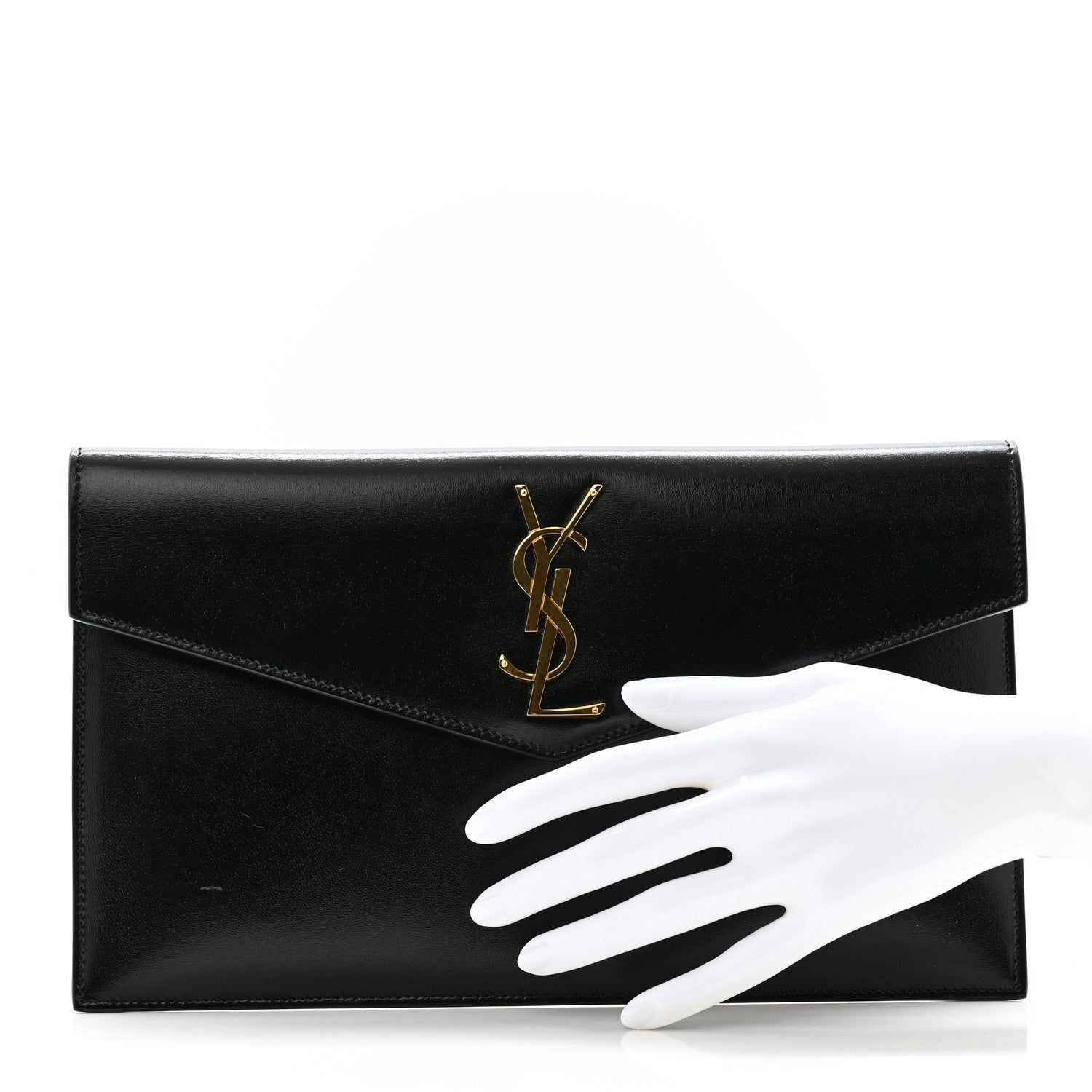 Saint Laurent Smooth Shiny Calfskin Monogram Uptown Pouch Black 2 of 9