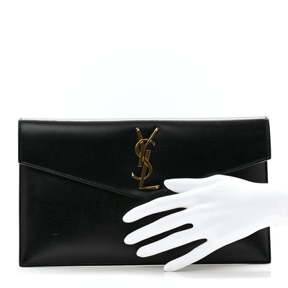 Saint Laurent Smooth Shiny Calfskin Monogram Uptown Pouch Black 2 of 9