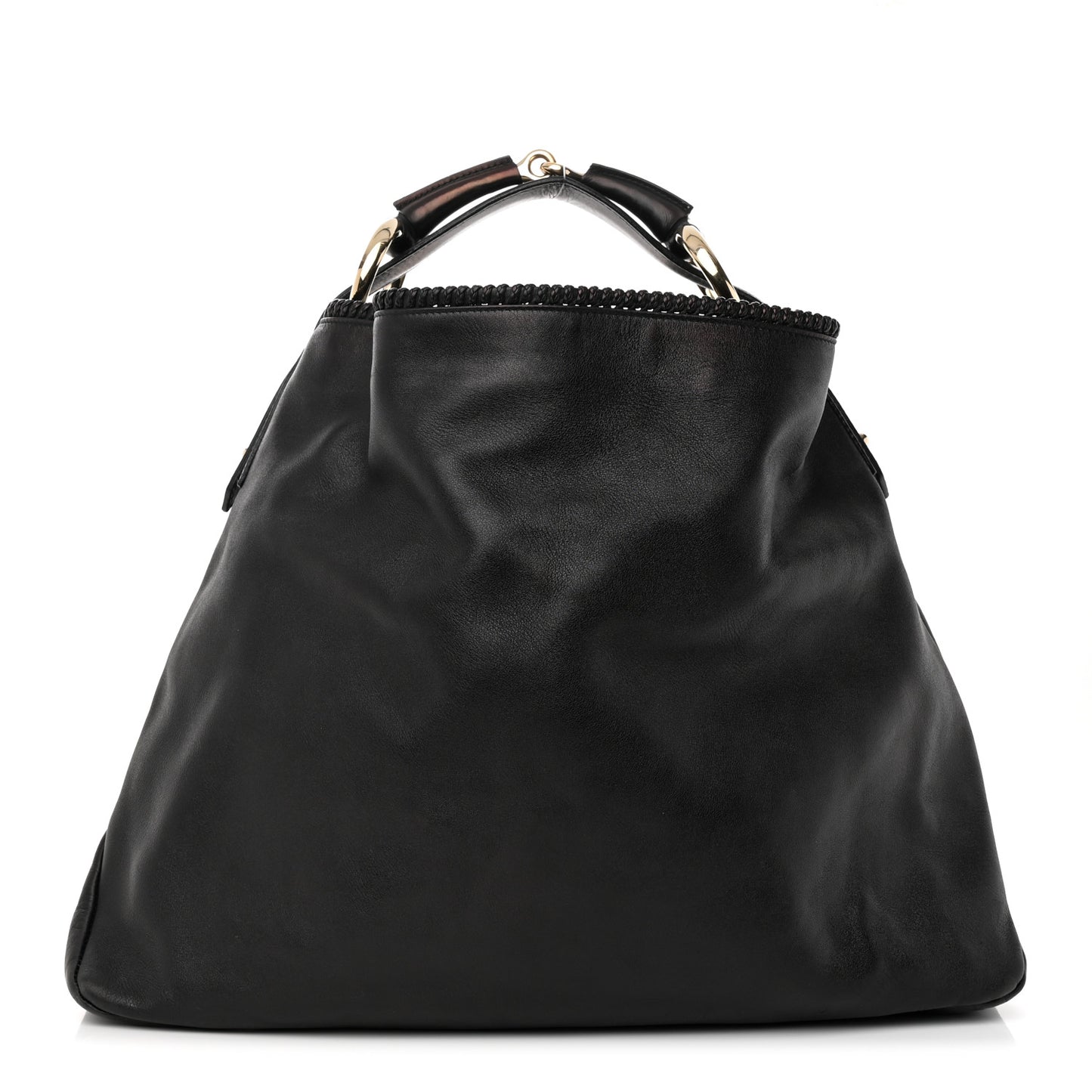 Calfskin Large Horsebit Chain Hobo Black