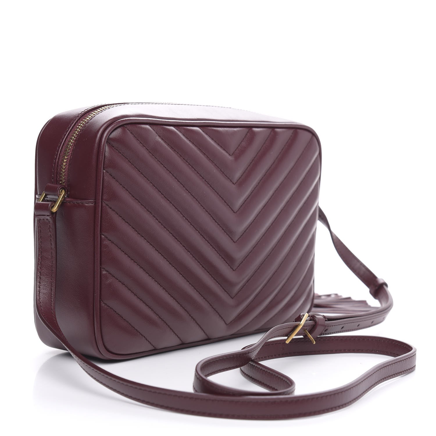Saint Laurent Calfskin Matelasse Monogram Lou Camera Bag Dark Legion Red 3 of 9