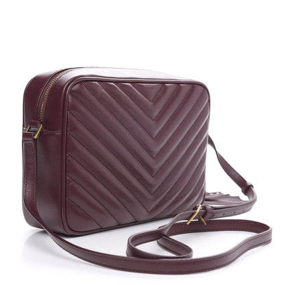 Saint Laurent Calfskin Matelasse Monogram Lou Camera Bag Dark Legion Red 3 of 9