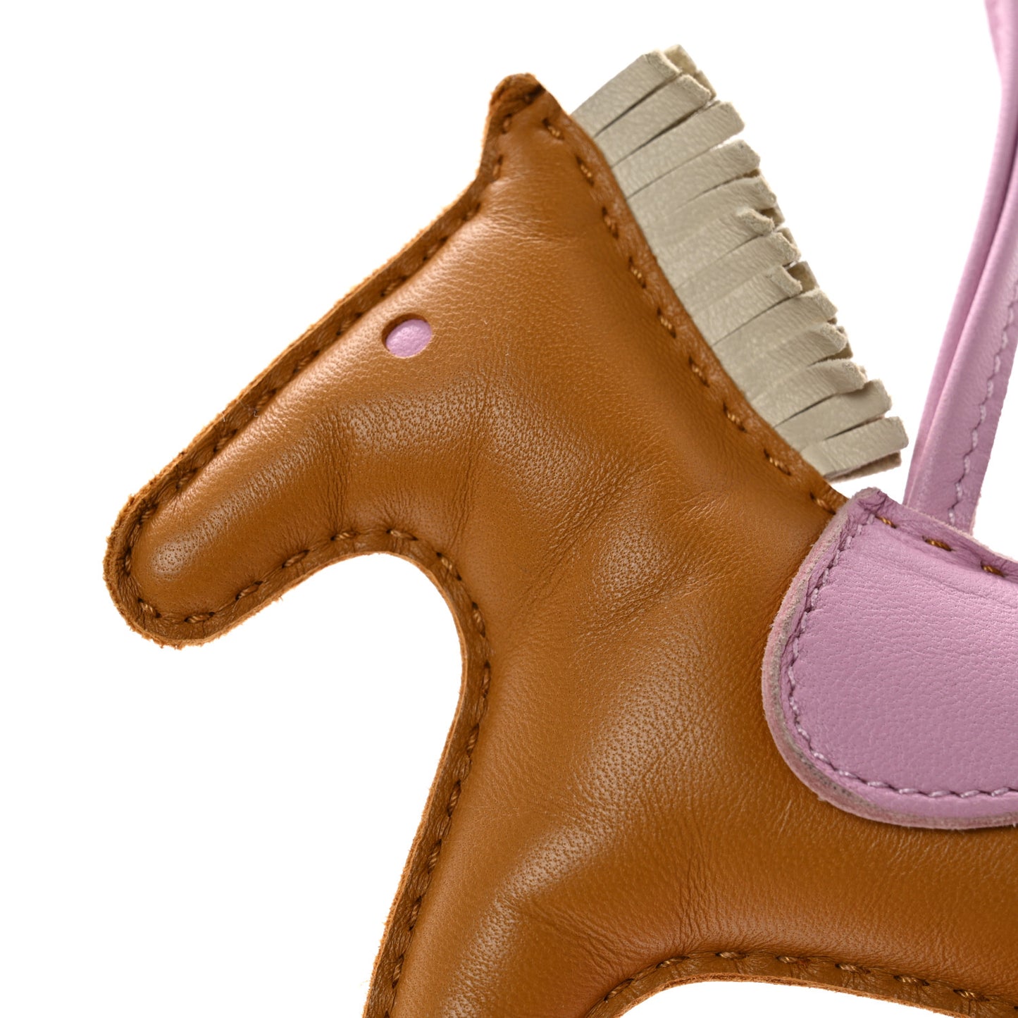 Milo Lambskin Grigri Rodeo Horse Bag Charm MM Sesame Mauve Sylvestre Craie