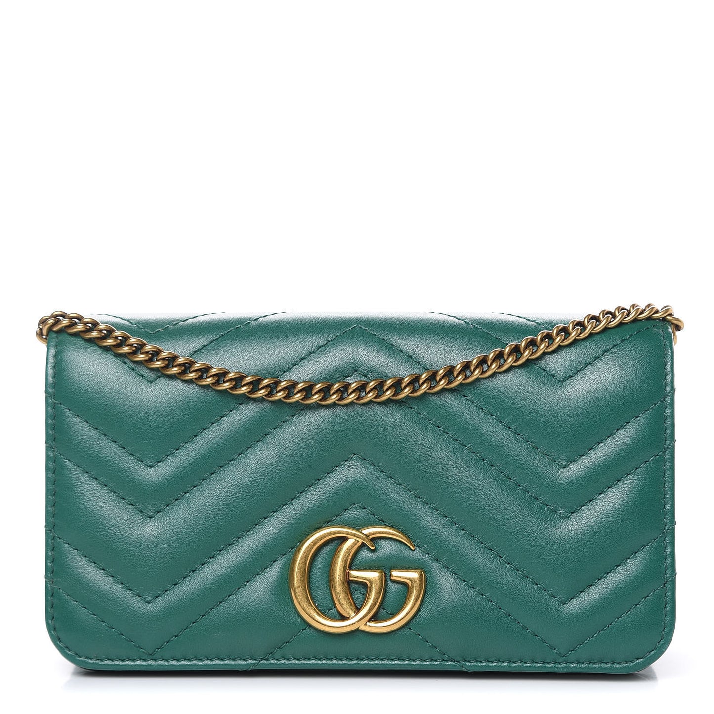 Calfskin Matelasse GG Marmont Mini Bag Emerald Green