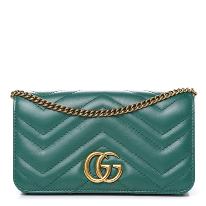 Gucci Calfskin Matelasse GG Marmont Mini Bag Emerald Green 1 of 12