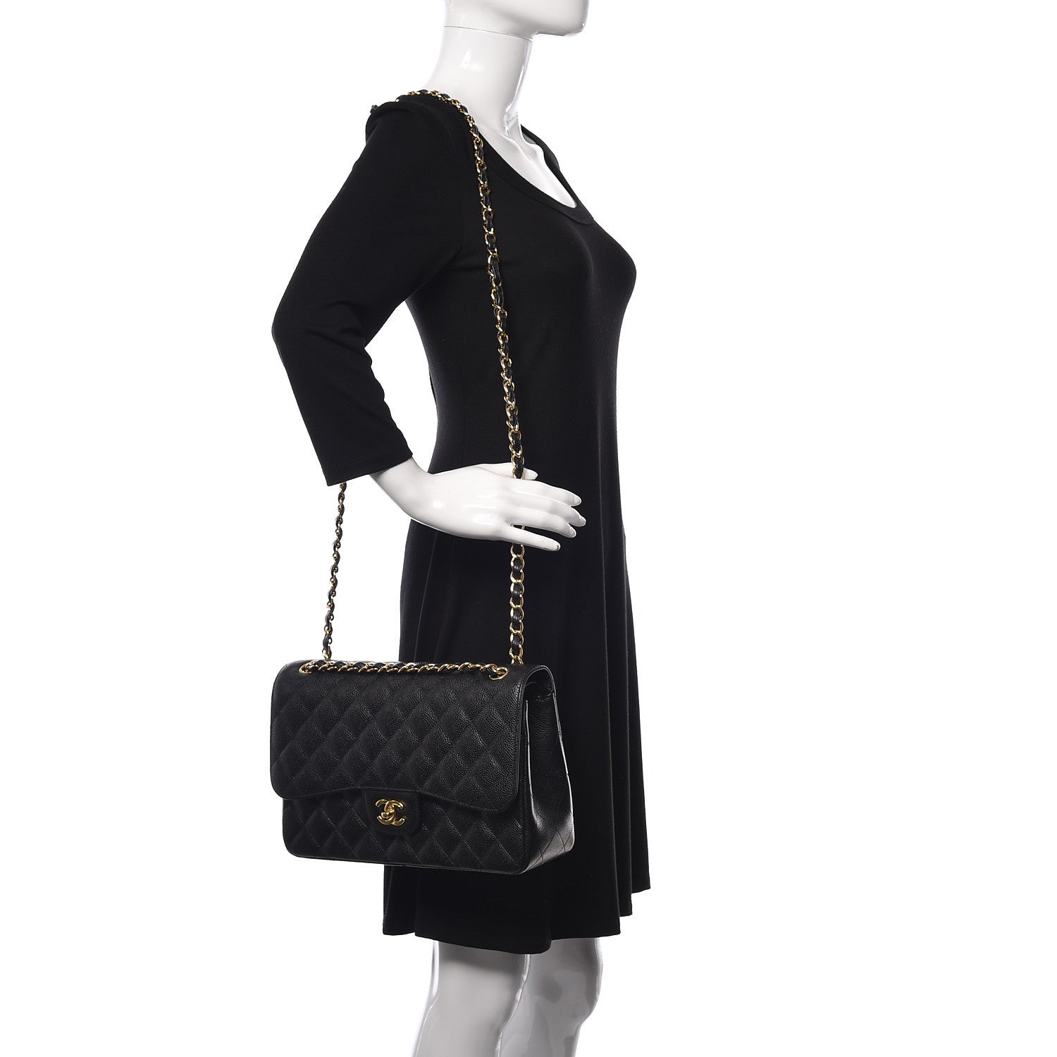 Chanel Caviar Quilted Jumbo Double Flap Black 2 of 10
