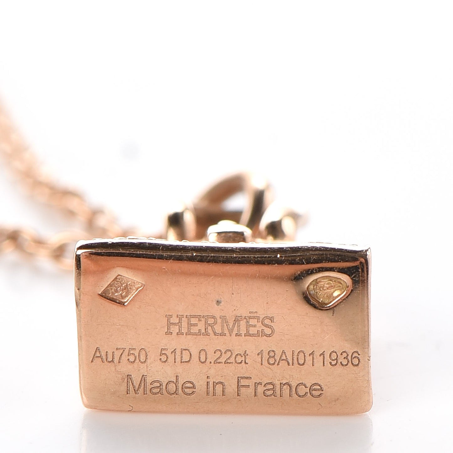 18K Rose Gold Diamond Birkin Amulette Pendant Necklace