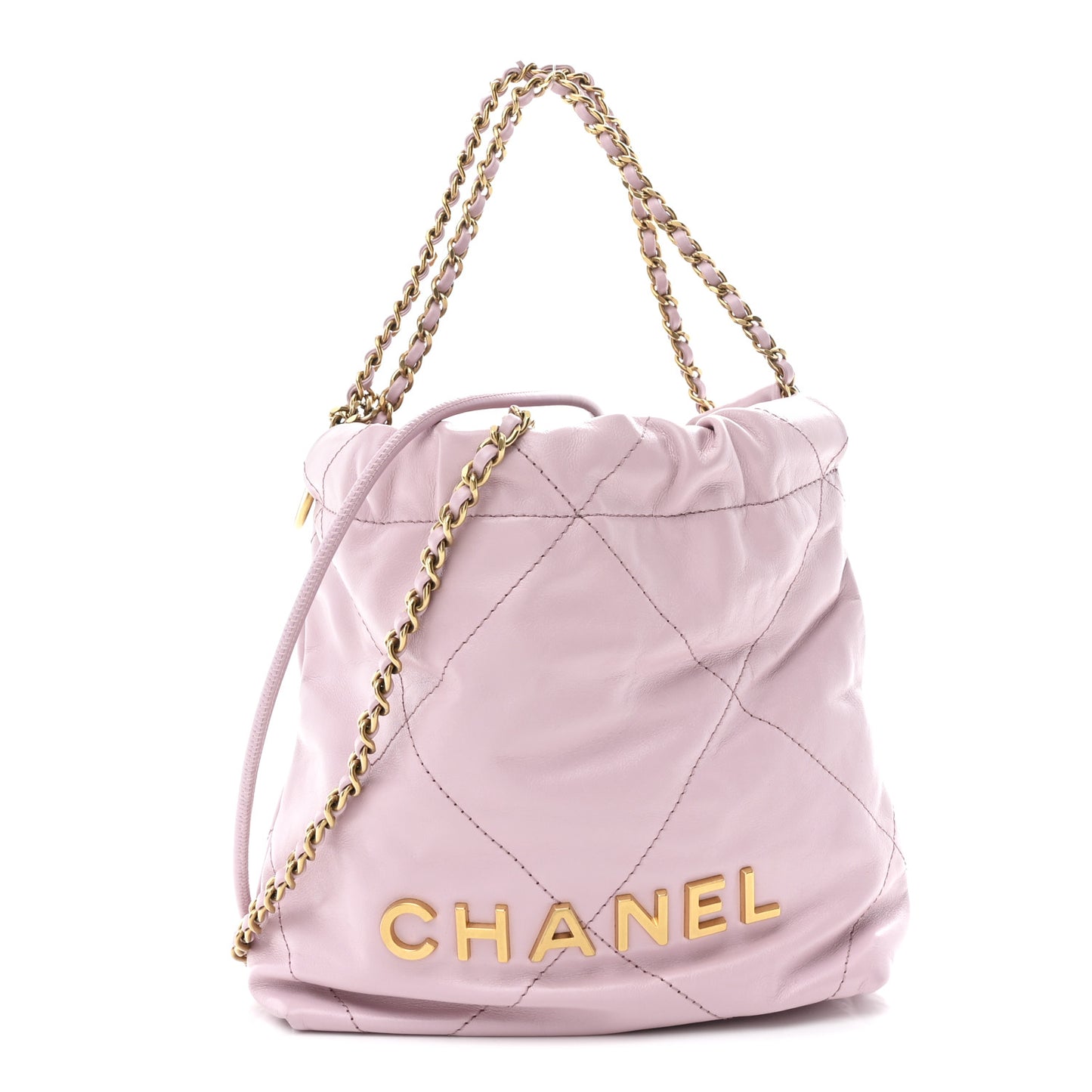 Shiny Calfskin Quilted Mini Chanel 22 Pink