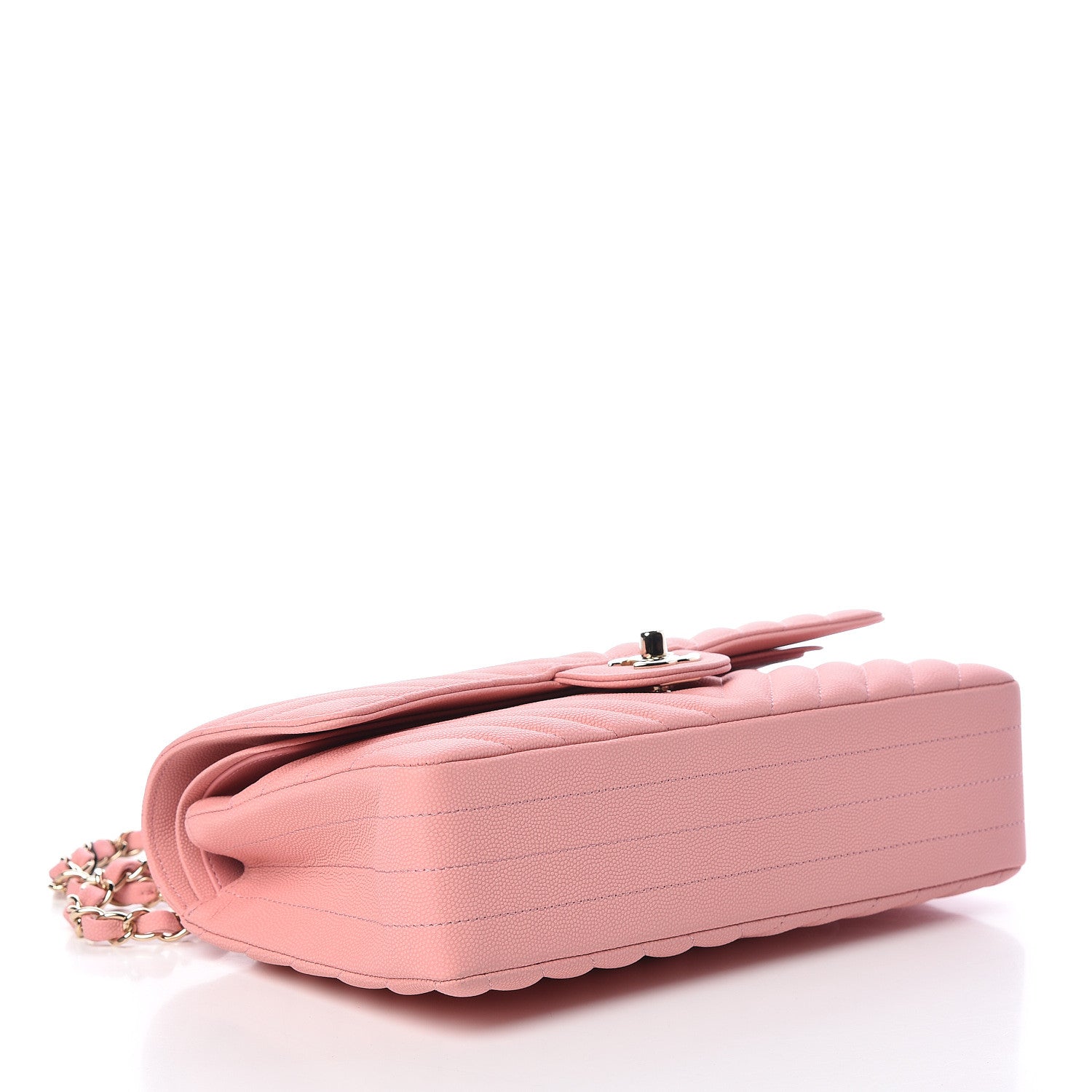 Chanel Caviar Chevron Quilted Medium Double Flap Pink 4 of 9