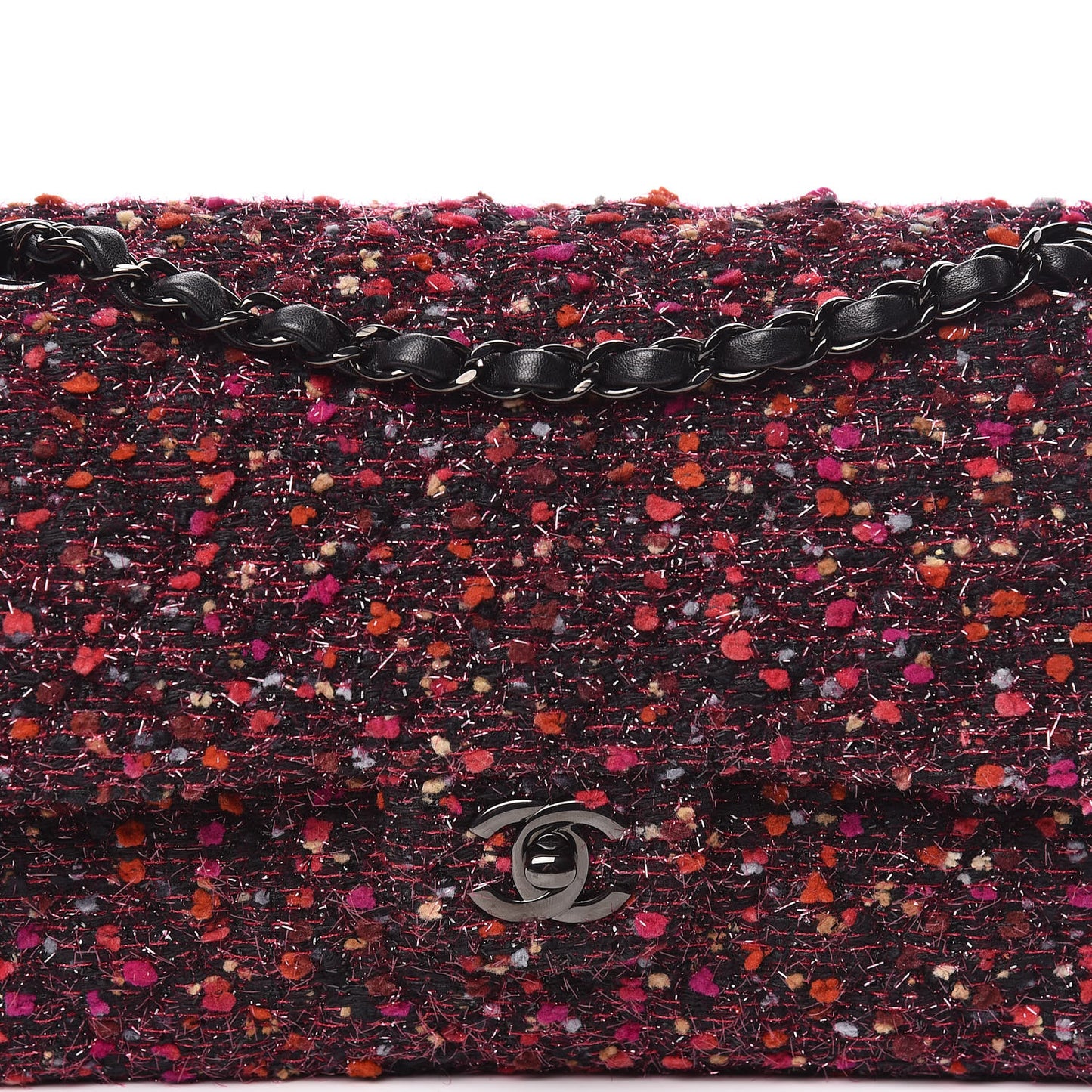 Tweed Quilted Medium Double Flap Multicolor