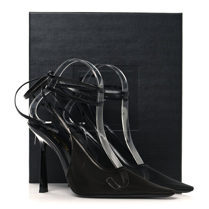 Saint Laurent Tulle Mesh Lambskin Oxails 110 Ankle Tie Pumps 36 Black 9 of 9