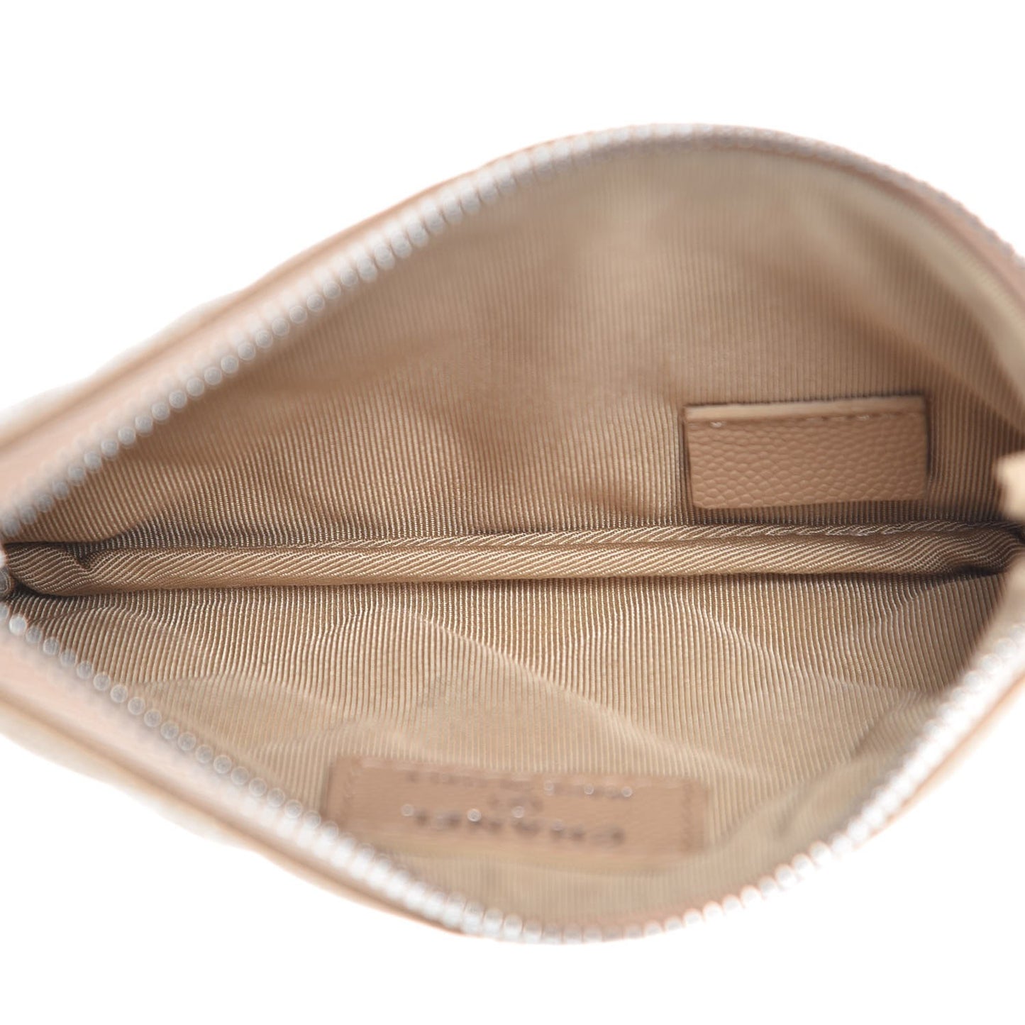 Caviar Quilted Small Cosmetic Case Beige