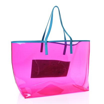 Versace Vinyl Calfskin 90s Logo Tote Pink Blue 4 of 10