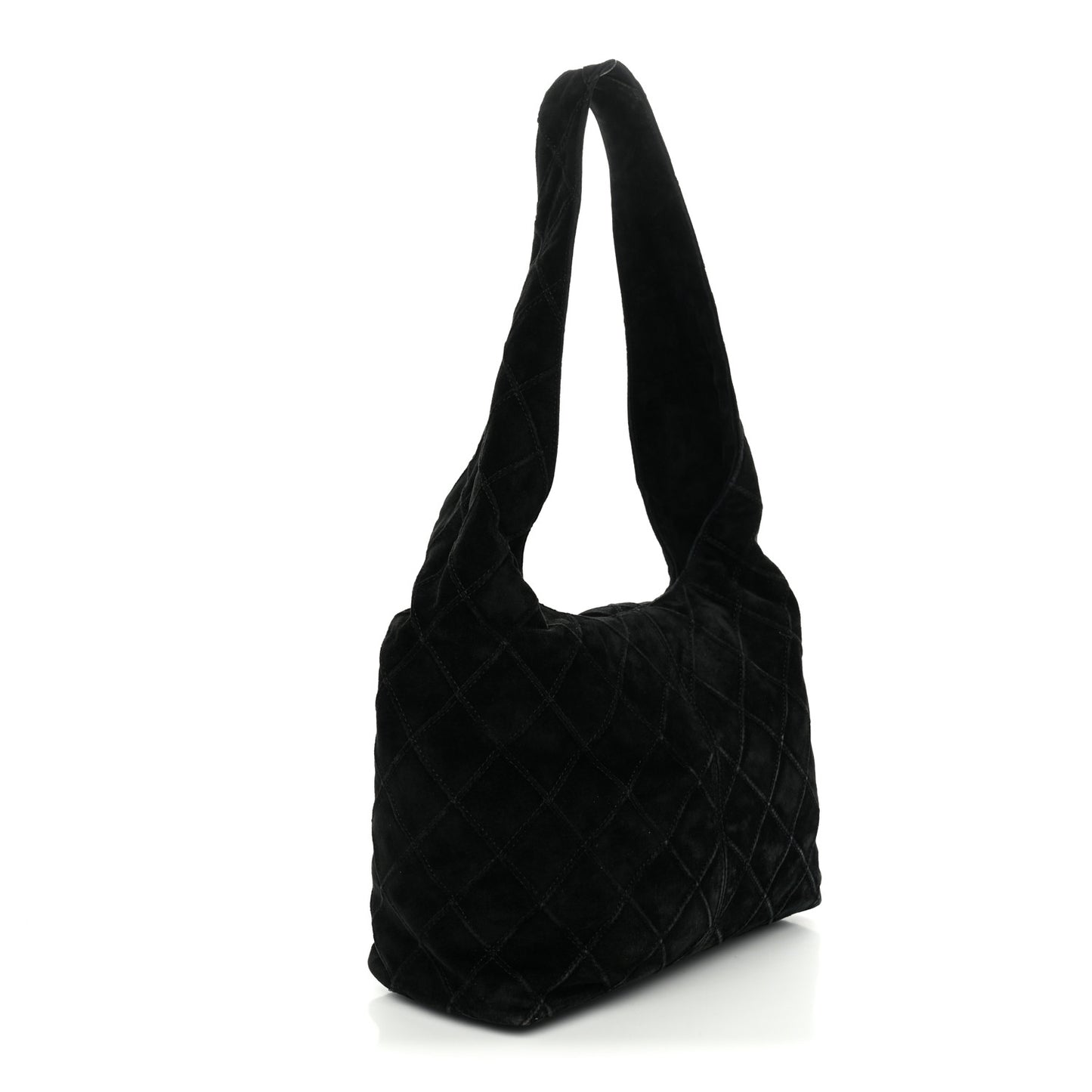 Suede Stitched Hobo Black
