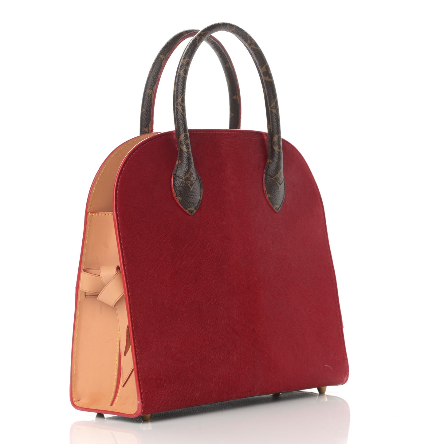 Monogram Calf Hair Spikes Iconoclasts Christian Louboutin Tote Red